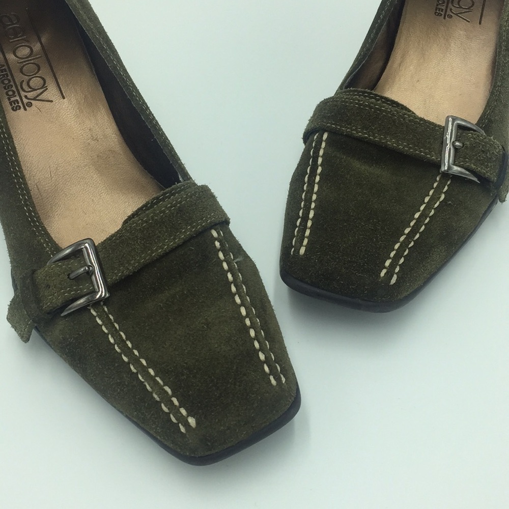 Aerology Olive Green Velvet Heels